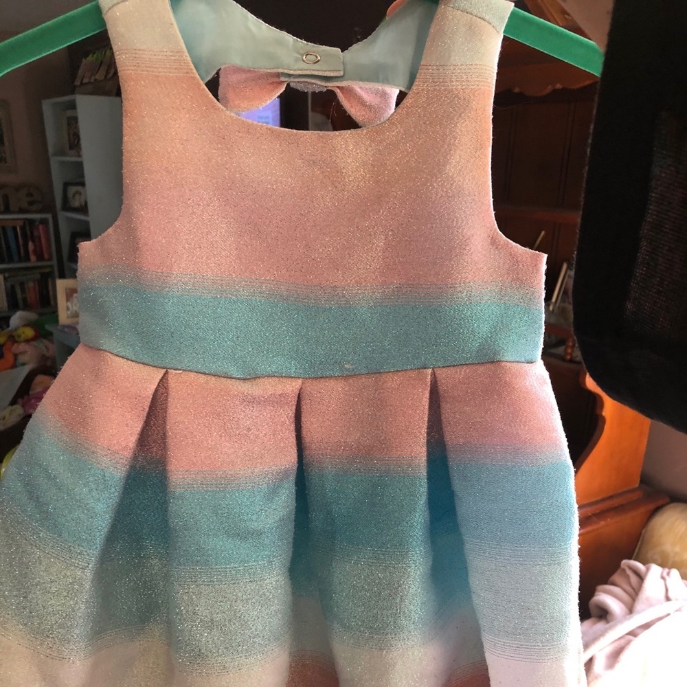 pink and blue ombré striped dress